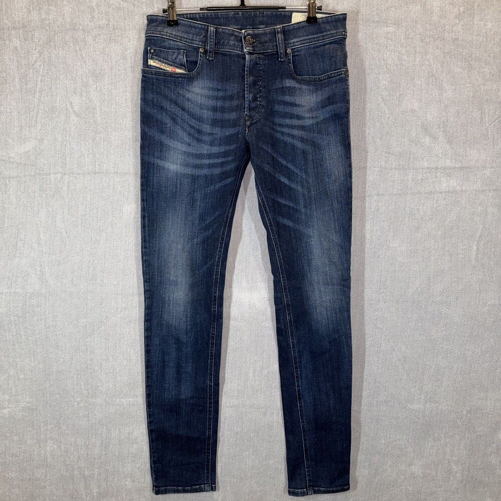 Diesel Jeans Mens W29 L30 Blue Troxer R79K6 Slim Skinny Stretch Button Fly Denim